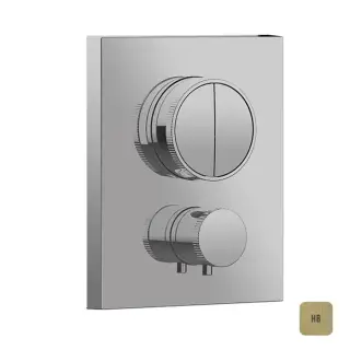 Almar Core Смеситель для душа, встраиваемый, термостатический, с кнопочным управлением для 2-х потребителей, цвет: латунь брашированная PVD