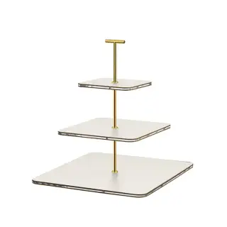 ADJ Сервировочная стойка 30x30xH35см., ручка &quot;Т&quot;, цвет: белый/фурнитура золото