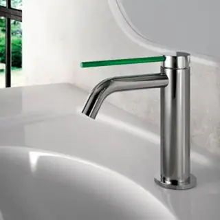 Gattoni Circle Two Смеситель для раковины высоки 177 мм, на 1 отверстие, излив 135 мм, с донным клапаном, цвет: хром/Verde