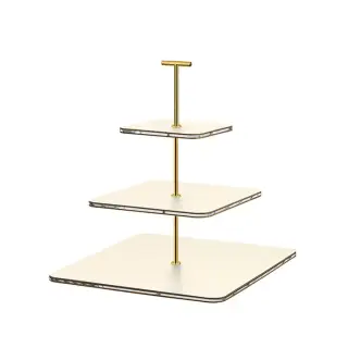 ADJ Сервировочная стойка 30x30xH35см., ручка &quot;Т&quot;, цвет: панна котта/фурнитура золото