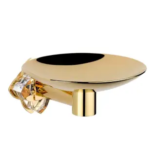 THG Pétale de cristal clair Мыльница металлическая ø 15см., подвесная, цвет: золото/прозрачный хрусталь