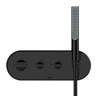 Bossini Apice Смеситель термостатический, на 2 выхода, с ручной душем и шлангом Cromolux 150см, цвет: черный матовый