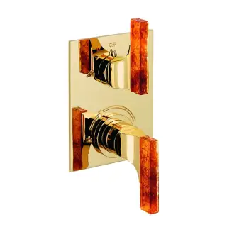 THG Ginkgo Смеситель для душа, термостатический, с переключателем на 2 потока, цвет: золото/хрусталь