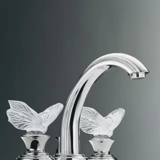 THG Papillon Смеситель для раковины, 3 отв., цвет: хром/прозрачный хрусталь