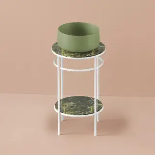 Artceram Vogue Металлическая структура Ø44хh72,5см, напольная, с раковиной, с мраморной столешницей и полочкой, цвет: белый матовый/Green Salvia
