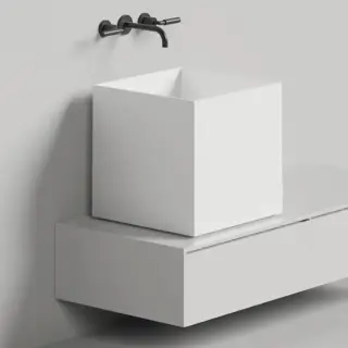 Salini Armonia Square 03 Раковина накладная 45х45х45см., без отв., мат-л: S-Stone, цвет: белый матовый