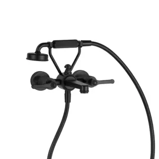 Gessi Venti20 Смеситель для ванны настенный, двухвентильный, с ручным душем и шлангом 1500 мм., цвет: черный матовый