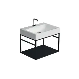 Kerasan Cento Стальная структура 60х45см, с раковиной на 1 отв, подвесная, с металлической полкой, цвет: черный матовый