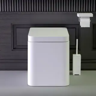 KNIEF Glam Унитаз напольный безободковый 58х39х42 см, с сиденьем микролифт петли хром цвет: белый матовый