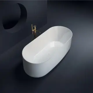 Gruppo Treesse Calida Ванна 155х80х55см., отдельностоящая, акриловая, c переливом, сифон, цвет: белый матовый