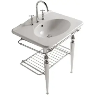 Globo Paestum Консоль напольная 75x53x90см с раковиной на 1 отв, хромированная