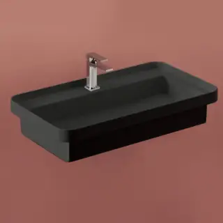 Artceram Fuori Scala Раковина 80х45 см, с 1 отв., встраиваемая, без перелива, цвет: черный матовый