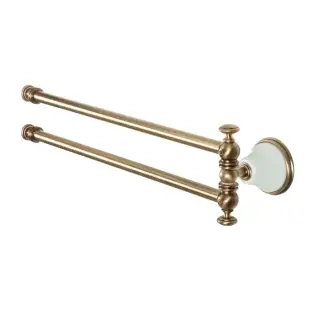 TW Harmony 013, вращающийся полотенцедержатель двойной 49см, подвесной, цвет: белый/бронза
