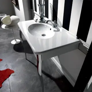 Kerasan Retro Консоль-раковина белая 100х55см, напольная, на 1 отв, с ножками cromo.