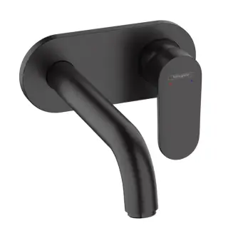 Hansgrohe Vernis Blend Смеситель для раковины, настенный, излив 204 мм, внешняя часть, цвет: матовый черный