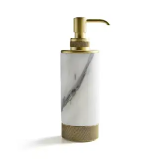 3SC Apuana 2.0 Дозатор настольный, цвет: мрамор Bianco Statuario/золото 24к. Lucido