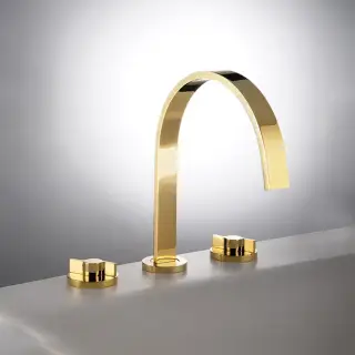 Gattoni GAS Смеситель для раковины, на 3 отв., в комплекте с донным клапаном, цвет: Gold 24KT