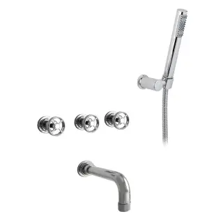 Nicolazzi Arena Смеситель для ванны с изливом из стены встраиваемый на 4 отверстия, излив: 190 мм, цвет: хром