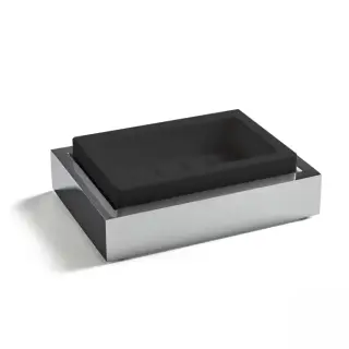 3SC SK 3.0 Мыльница подвесная, композит Solid Surface, цвет: чёрный/хром