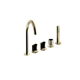 Fantini Venezia Смеситель для ванны, набортный, 5 отв., излив: 175 мм, цвет: Matt British Gold PVD