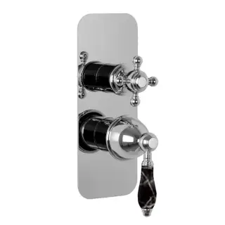 Fima Carlo Frattini Herend Смеситель для душа, встраиваемый, на 2/3 выхода, черные ручки, цвет: хром