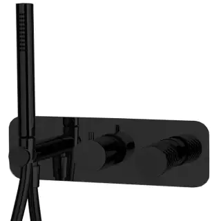 Fima Carlo Frattini Spillo Tech Смеситель для душа, встраиваемый, на 2 источника, с ручным душем, цвет: черный матовый