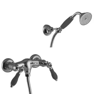 Fima Carlo Frattini Herend Смеситель для душа, настенный, с ручным душем., черные ручки, цвет: хром