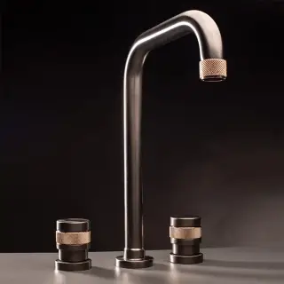 Nicolazzi Khady Смеситель для раковины высокий на 3 отв., цвет: Black Nichel/Rose Gold