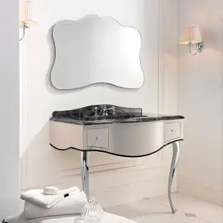 Devon&Devon Audrey, Комплект мебели со столешницей Nero Morquinha, ножки золото, раковина встраиваемая 110см, напольный, Цвет: белый глянцевый