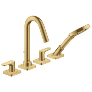 Axor Citterio M Смеситель на борт ванны, на 4 отв., с ручным душем, цвет: шлифованное золото