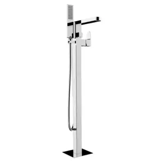 Bossini Gillo Внешняя панель для ванной комнаты с колонной, настил пола GILLO, лейка Flat-one, шланг из латуни 125 см.., цвет: хром