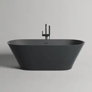 Salini Mona Ванна отдельностоящая 180х80х59.5см, донный клапан &quot;Up&Down&quot;, сифон, слив-перелив, материал: S-Stone, цвет: RAL 9011