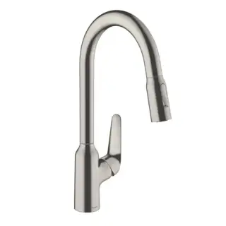 Hansgrohe Focus Кухонный смеситель, на 1 отв., с выдвижным изливом, изилв: 22см., цвет: полированная сталь