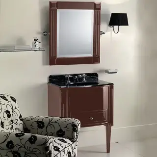 Devon&Devon Domino,Комплект мебели 68 см, тумба напольная со столешницей Nero Marquina и встроенной раковиной черной, Цвет: fango