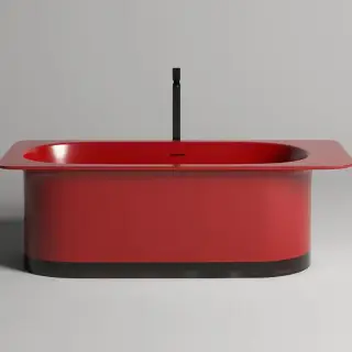 Salini Ninfea Ванна отдельностоящая 180х82х57.5см., донный клапан, сифон, слив-перелив, материал: S-stone, цвет: Carmine red