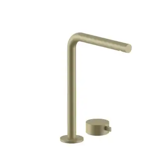 Fantini AF/21 Смеситель для раковины, 2 отв., высокий удлиненный излив: 19 см, цвет: Matt British Gold PVD