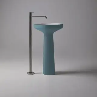 Antonio Lupi Ago Раковина 50х85 см, без отв., напольная, слив в пол, с сифоном, гибким шлангом и донным клапан, Flumood, внешний цвет: Ossido/белый