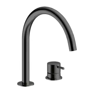 Almar Mixers Смеситель для раковины, 2 отв., без донного клапана, цвет: черный металл брашированный PVD