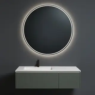 Antonio Lupi Albore Зеркало с блестящей кромкой, Ø72cм., толщиной 5 мм, с белой светодиодной подсветкой, на раме