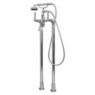 Bossini Liberty Смеситель для ванны, напольный, высота 890 мм, Душевая лейка Libertyцвет:Gom и шланг дв. фальцевание латунь, 150 см ½”FF, цвет: хром