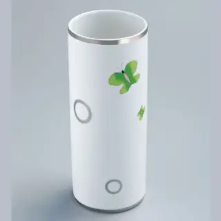 THG CAPUCINE VERT DECOR PLATINE Ваза керамическая, настольная, декор платина/зеленый, цвет: белый