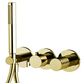 Fima Carlo Frattini Spillo Tech Смеситель для душа, встраиваемый, на 2 источника, с ручным душем, цвет: золото