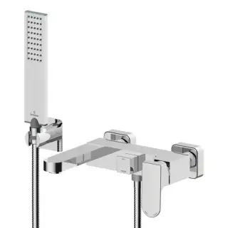 Bossini Gillo Комплект наружный для ванной GILLO, лейка Flat-one, Душевой держатель фиксированный из латуни, шланг из латуни 125 см.., цвет: хром