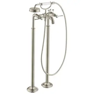 Axor Montreux, Смеситель для ванны, с двумя рычаговыми рукоятками, напольный, внешняя часть, цвет: никель шлифованный