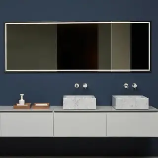 Antonio Lupi Fila Зеркало 162х90cм., с блестящей кромкой, толщиной 4 мм, с белой светодиодной подсветкой, на раме черного цвета