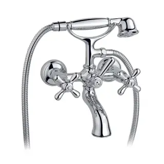 Nicolazzi Nuova Brenta Смеситель для ванны настенный, с 2мя ручками, с душевой лейкой, цвет: хром