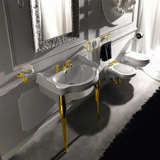 Kerasan Retro Консоль с белой раковиной 73см, подвесная, цвет: белый / золото