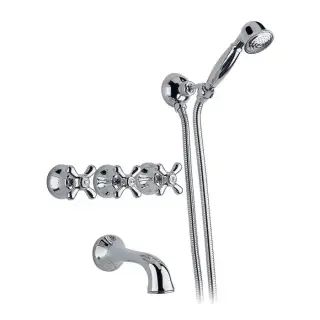 Nicolazzi Nuova Brenta Смеситель для ванны с 3мя ручками, настенный, с душевой лейкой, излив: 178мм, цвет: хром