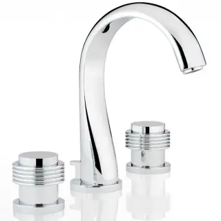 THG Diplomate grooved rings Смеситель для раковины на 3 отверстия, с донным клапаном, цвет: хром