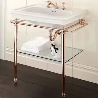 Devon&Devon Etoile Консоль 78х53см, с раковиной на 3 отв, напольная, цвет: золото/белая